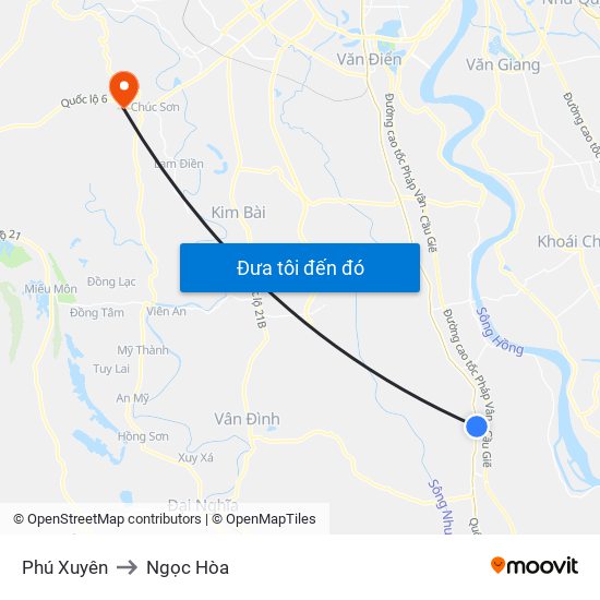 Phú Xuyên to Ngọc Hòa map
