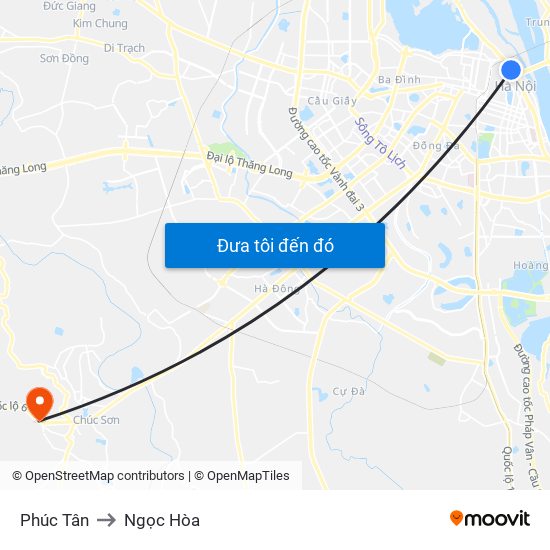 Phúc Tân to Ngọc Hòa map