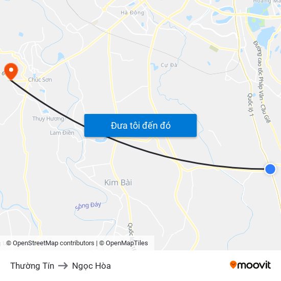 Thường Tín to Ngọc Hòa map