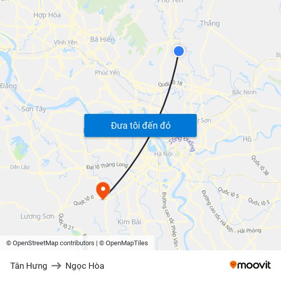 Tân Hưng to Ngọc Hòa map