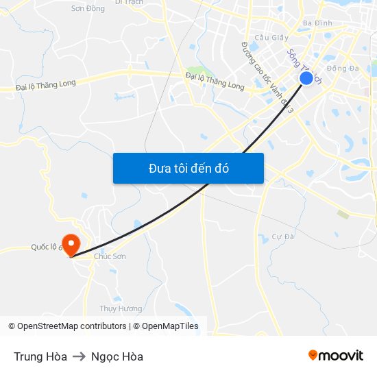 Trung Hòa to Ngọc Hòa map