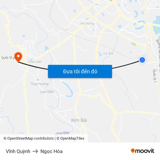 Vĩnh Quỳnh to Ngọc Hòa map
