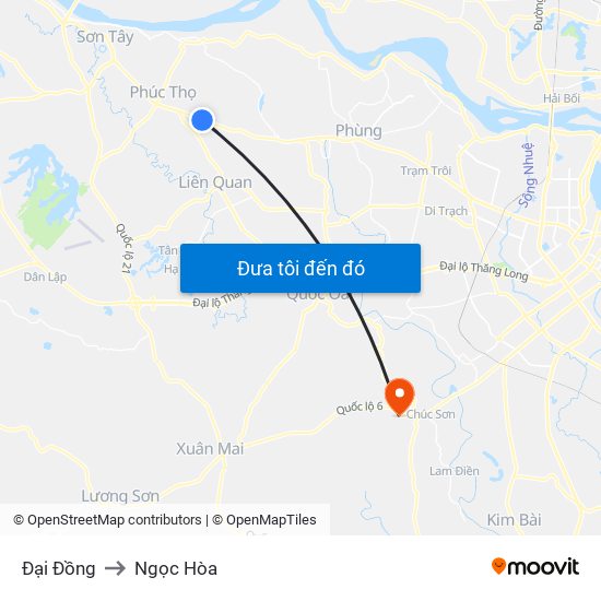 Đại Đồng to Ngọc Hòa map