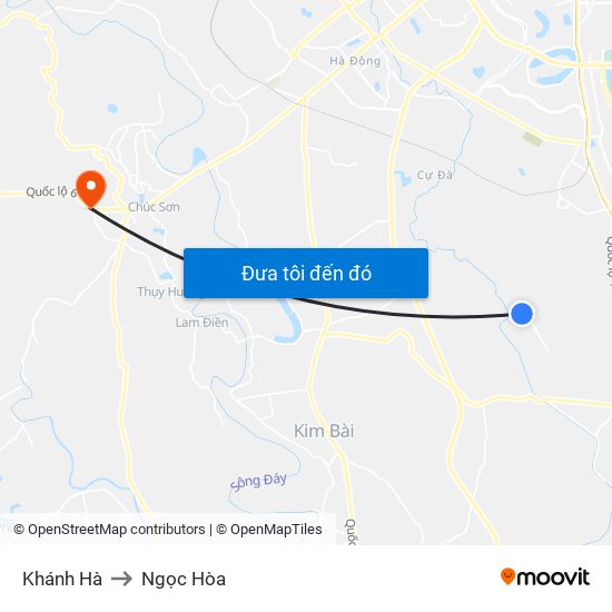 Khánh Hà to Ngọc Hòa map