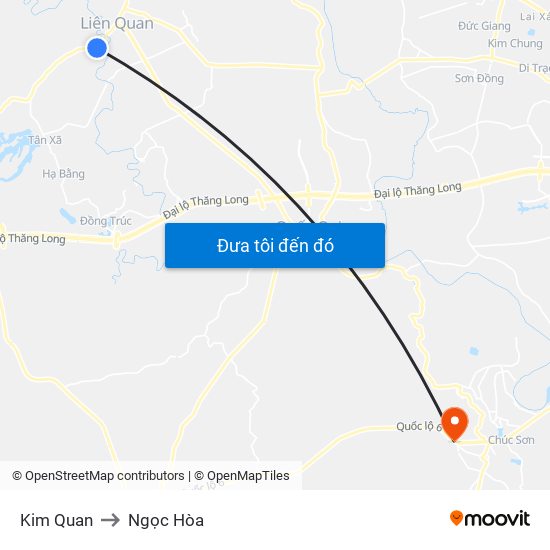 Kim Quan to Ngọc Hòa map