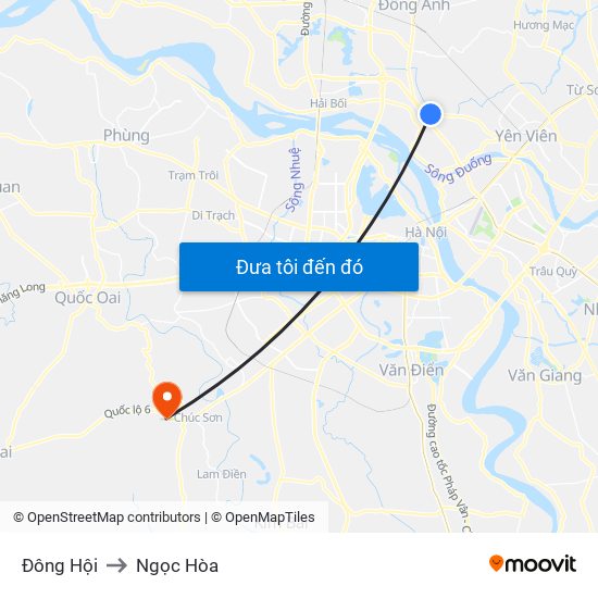 Đông Hội to Ngọc Hòa map