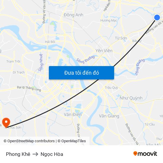 Phong Khê to Ngọc Hòa map