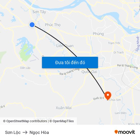 Sơn Lộc to Ngọc Hòa map