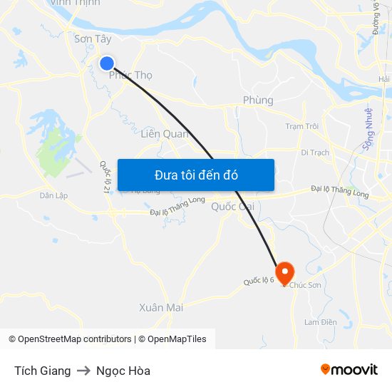 Tích Giang to Ngọc Hòa map