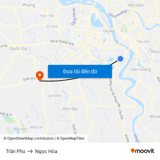 Trần Phú to Ngọc Hòa map