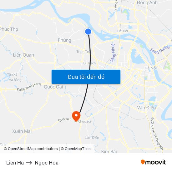 Liên Hà to Ngọc Hòa map