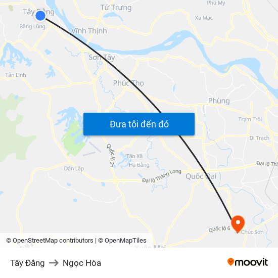 Tây Đằng to Ngọc Hòa map