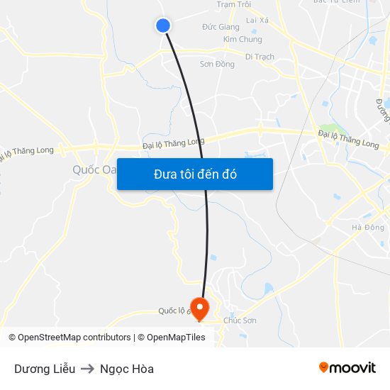 Dương Liễu to Ngọc Hòa map