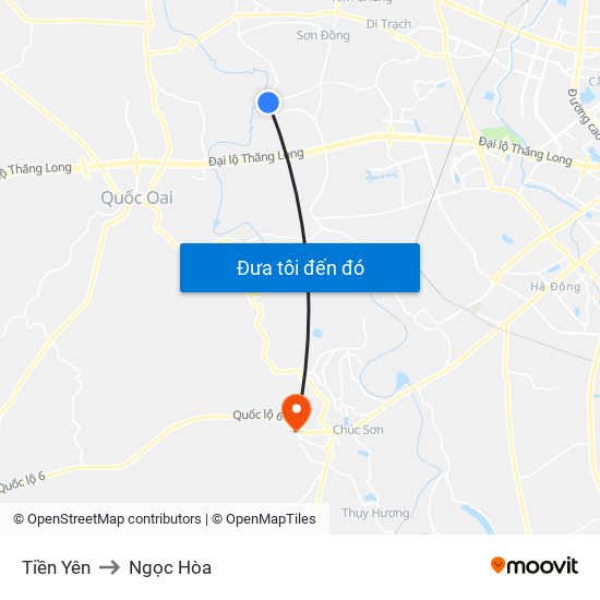 Tiền Yên to Ngọc Hòa map