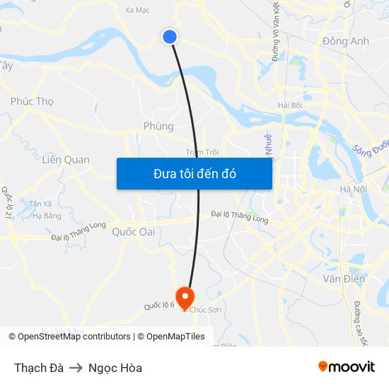Thạch Đà to Ngọc Hòa map
