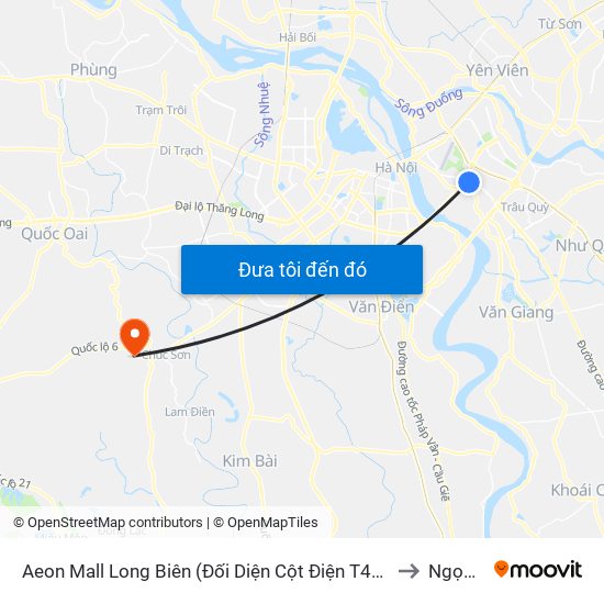 Aeon Mall Long Biên (Đối Diện Cột Điện T4a/2a-B Đường Cổ Linh) to Ngọc Hòa map