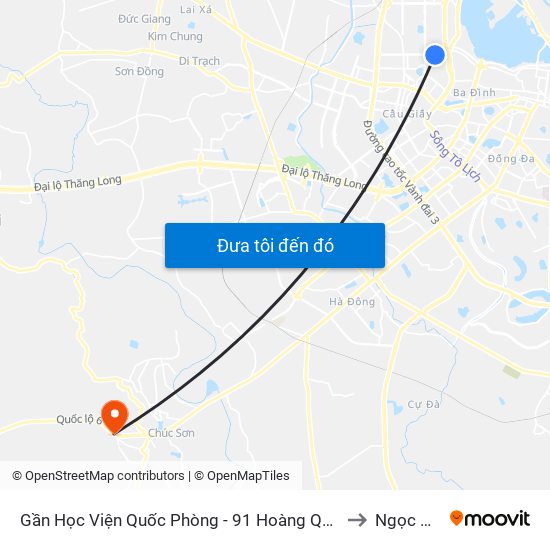 Gần Học Viện Quốc Phòng - 91 Hoàng Quốc Việt to Ngọc Hòa map