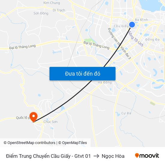 Điểm Trung Chuyển Cầu Giấy - Gtvt 01 to Ngọc Hòa map