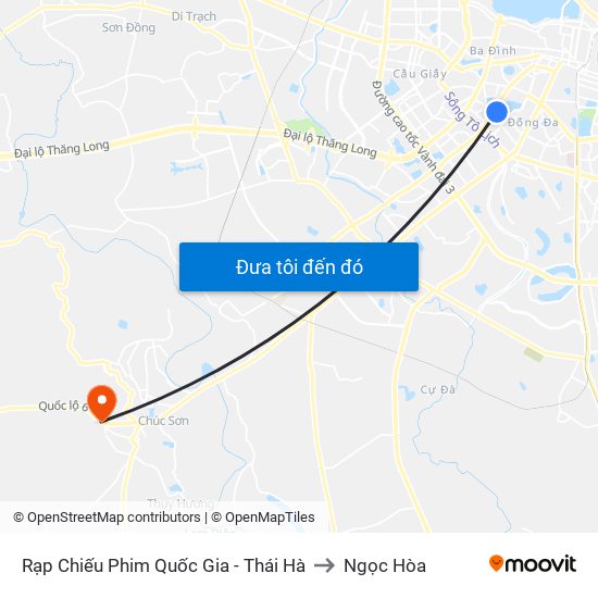 Rạp Chiếu Phim Quốc Gia - Thái Hà to Ngọc Hòa map