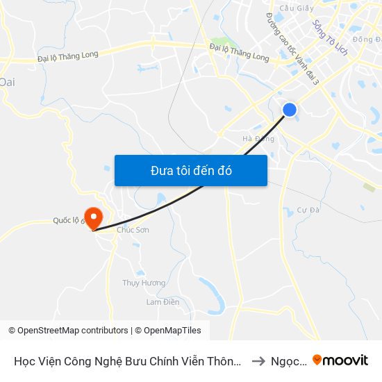 Học Viện Công Nghệ Bưu Chính Viễn Thông - Trần Phú (Hà Đông) to Ngọc Hòa map