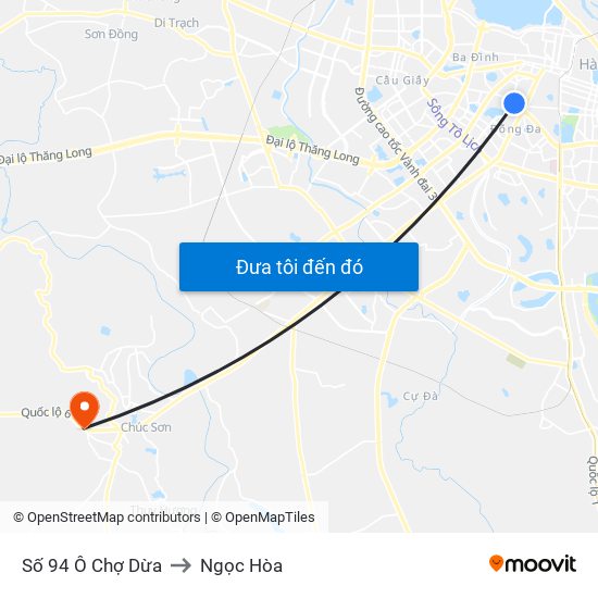 Số 94 Ô Chợ Dừa to Ngọc Hòa map