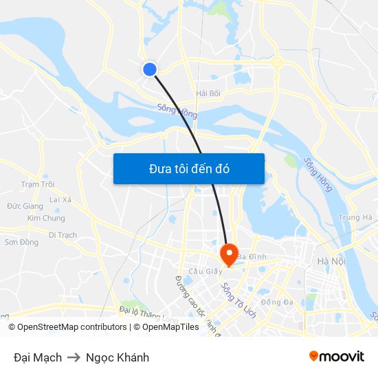 Đại Mạch to Ngọc Khánh map