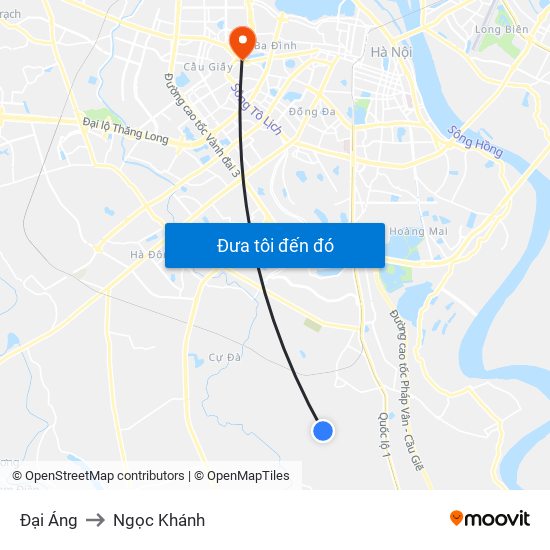 Đại Áng to Ngọc Khánh map