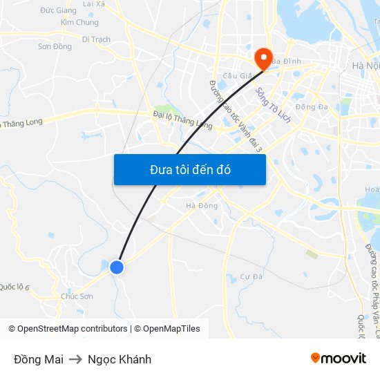 Đồng Mai to Ngọc Khánh map