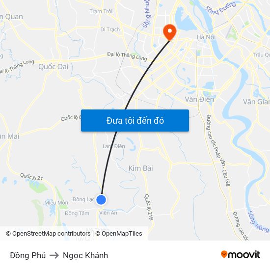 Đồng Phú to Ngọc Khánh map
