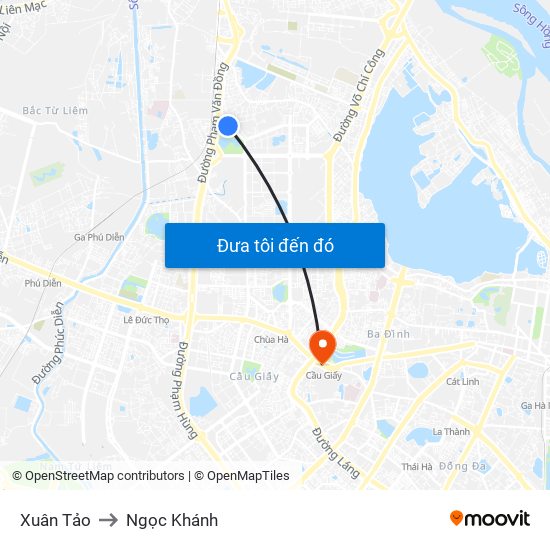 Xuân Tảo to Ngọc Khánh map