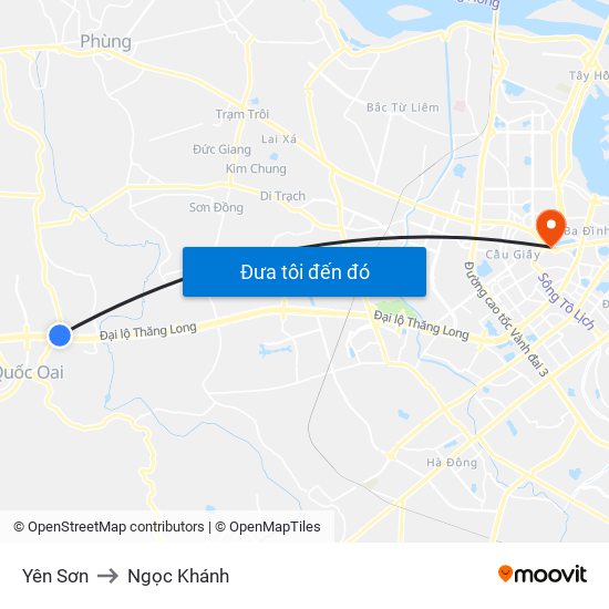 Yên Sơn to Ngọc Khánh map