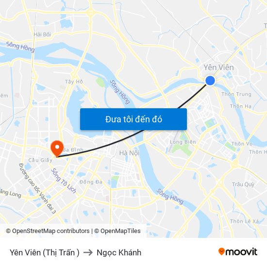 Yên Viên (Thị Trấn ) to Ngọc Khánh map