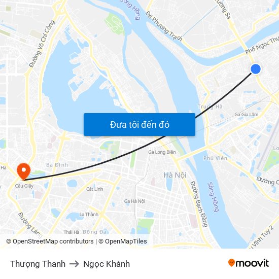 Thượng Thanh to Ngọc Khánh map