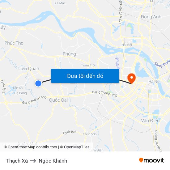 Thạch Xá to Ngọc Khánh map