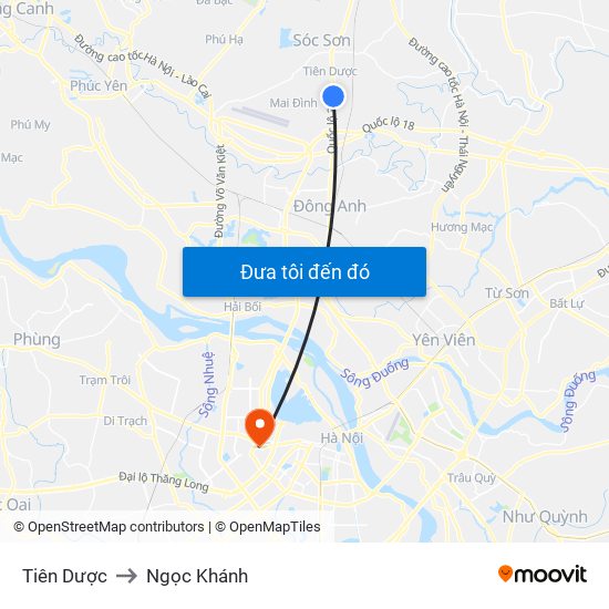 Tiên Dược to Ngọc Khánh map
