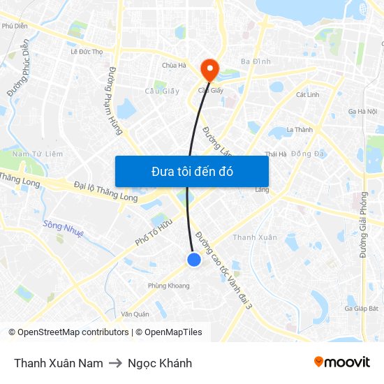 Thanh Xuân Nam to Ngọc Khánh map