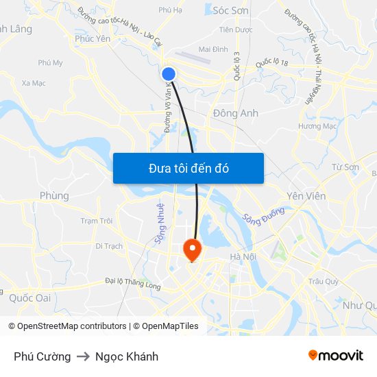 Phú Cường to Ngọc Khánh map