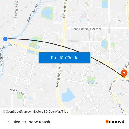 Phú Diễn to Ngọc Khánh map