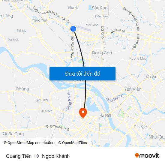 Quang Tiến to Ngọc Khánh map