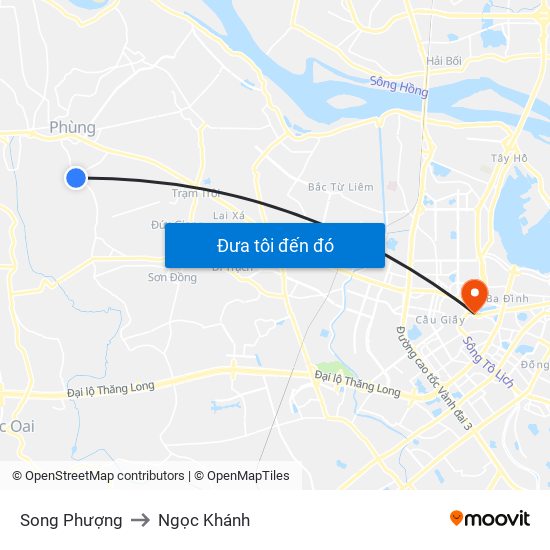 Song Phượng to Ngọc Khánh map