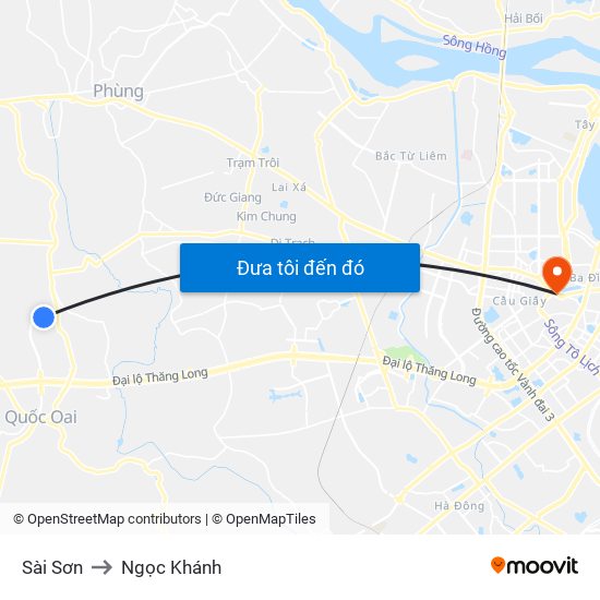 Sài Sơn to Ngọc Khánh map