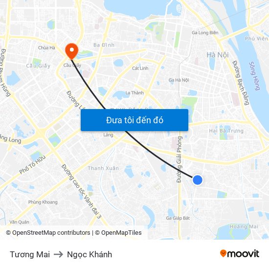 Tương Mai to Ngọc Khánh map
