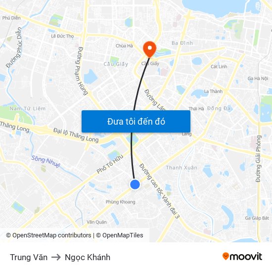 Trung Văn to Ngọc Khánh map