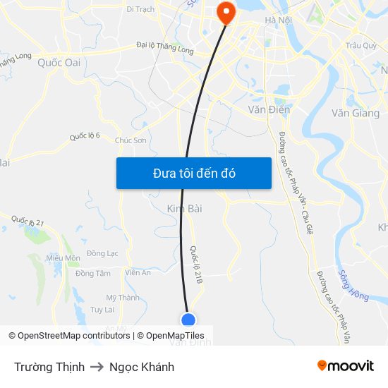 Trường Thịnh to Ngọc Khánh map