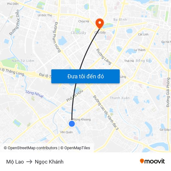 Mộ Lao to Ngọc Khánh map