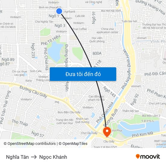 Nghĩa Tân to Ngọc Khánh map
