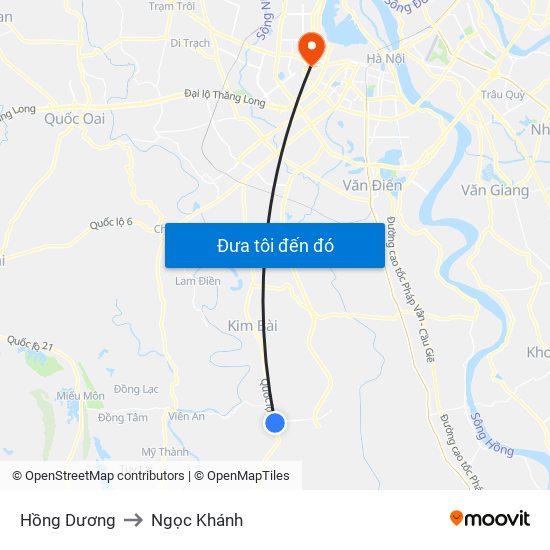 Hồng Dương to Ngọc Khánh map