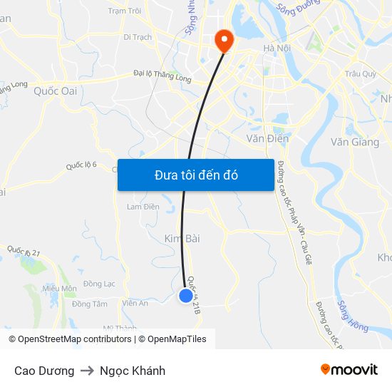 Cao Dương to Ngọc Khánh map