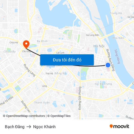 Bạch Đằng to Ngọc Khánh map