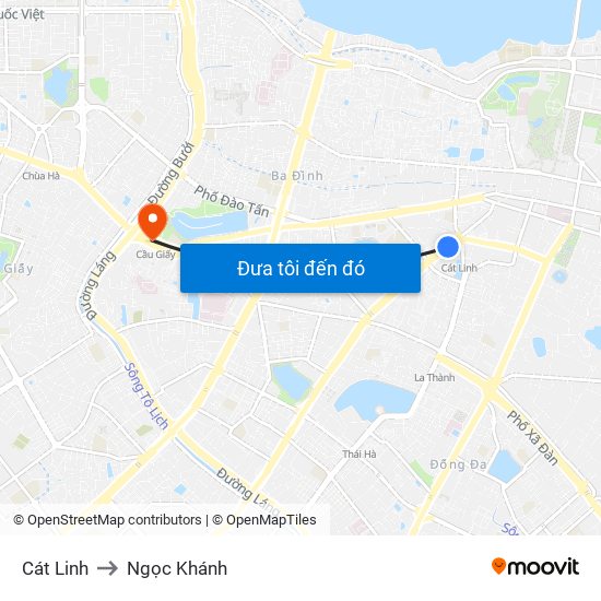 Cát Linh to Ngọc Khánh map